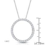 1 Carat Diamond Circle Pendant Necklace in White Gold