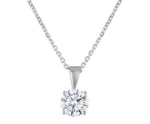 Certified Diamond Necklace for Women - Lab Grown Solitaire Necklace with Solid 14K White Gold Chain, Stunning Lab Diamond Pendant in 1 Carat, Premium Signature Jewelry Collection