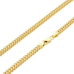 Nuragold 10k Real Yellow Gold Franco Square 3mm Box Chain Wheat Chain Necklace (18"-30") Italian Jewelry for Men & Women - 20"