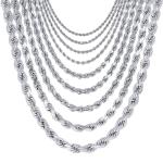 10K White Gold Rope Diamond Cut Necklace