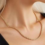 14K Yellow Gold Rope Chain Necklace - 20 Inch