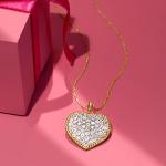 Pave Diamond Heart Pendant Necklace in Yellow Gold
