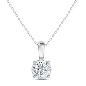 EternalDia IGI Certified 14K Gold Lab Grown Diamond Necklace for Women 0.25Ct-2.00Ct Round-Cut Solitaire 4-Prong Pendant 18”Chain Necklace | E-F Diamond Color, VS1-VS2 Clarity Mothers day gift for mom