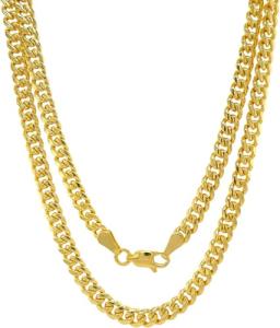 SHOP WGS 14K Solid Gold Cuban Link Chain Necklace for Men & Women - Diamond Cut Italian Real 14K Yellow Gold Curb Chain Necklace for Men with Lobster Claw Clasp Jewelry (3.5MM, 20")