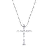 14K White Gold Marquise and Round Diamond Cross