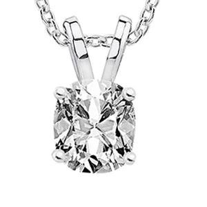 Houston Diamond District 1 Carat 14K White Gold Cushion Diamond Solitaire Pendant Necklace K Color I2 Clarity