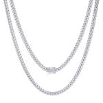 14K White Gold Miami Cuban Link Chain Necklace