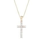 Diamond Cross Pendant Necklace in 14kt Yellow Gold