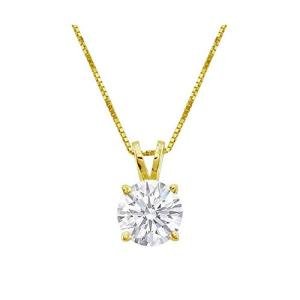 3 Carat 14K Yellow Gold IGI Certified LAB-GROWN Round Cut 4 Prong Diamond Pendant Necklace for Women Luxury Collection (D-E Color, VS1-VS2 Clarity) + 20" Gold Chain