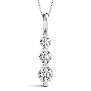 Classic Snowman Diamond Pendant Necklace in White Gold