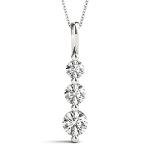 Classic Snowman Diamond Pendant Necklace in White Gold
