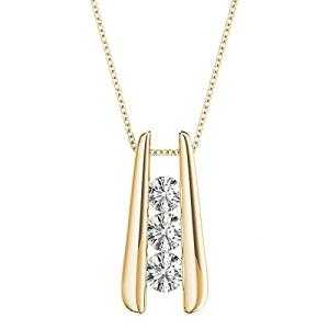 1 Carat 14K Yellow Gold Diamond Pendant Necklace