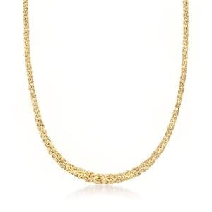 14kt Yellow Gold Graduated Byzantine Necklace