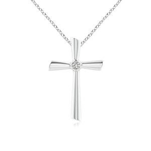 Round Diamond Cross Pendant Necklace in Platinum
