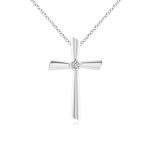 Round Diamond Cross Pendant Necklace in Platinum