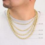 10K Yellow Gold Diamond Cut Rope Chain Necklace