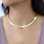 10K Yellow Gold Flat Herringbone Chain Necklace