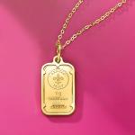 24kt Yellow Gold Ingot Bar Pendant Necklace