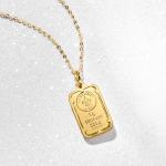24kt Yellow Gold Ingot Bar Pendant Necklace