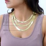 10K Yellow Gold Flat Herringbone Chain Necklace