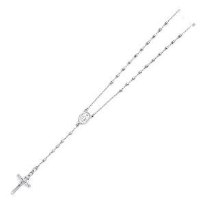 14k White Gold 26" Rosario Necklace
