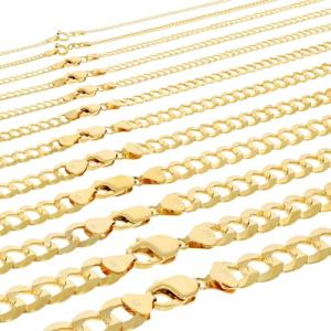 14K Gold Cuban Curb Link Chain Necklace 16"-30