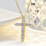 14K Gold Diamond Cross Pendant Necklace for Women