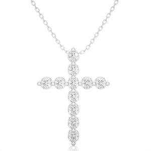 Lab Grown Diamond Cross Pendant Necklace in 14k Gold