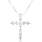 Lab Grown Diamond Cross Pendant Necklace in 14k Gold