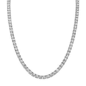 Men's Rhodium-Plated Sterling Silver Tennis Necklace