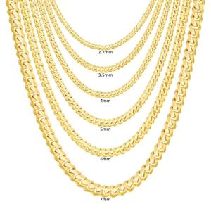 18K Yellow Gold Miami Cuban Link Chain Necklace