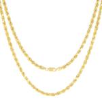 10K Yellow Gold Diamond Cut Rope Chain Necklace
