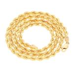 18k Yellow Gold Diamond Cut Rope Chain Necklace