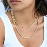 18k Yellow Gold Diamond Cut Rope Chain Necklace