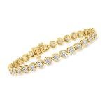 Ross-Simons 3.00 ct. t.w. Bezel-Set Diamond Tennis Bracelet in 18kt Gold Over Sterling. 7 inches