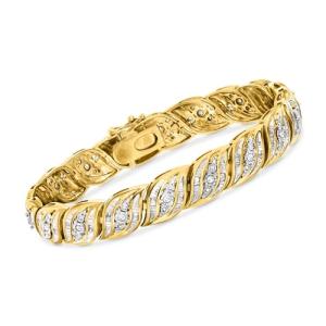 Ross-Simons 1.00 ct. t.w. Diamond Bracelet in 18kt Gold Over Sterling. 7 inches