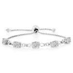 Gem Stone King 3-6 Cttw Gemstone Birthstone and Accent Lab Grown Diamond Tennis Bracelet For Women | 925 Sterling Silver | 7X5MM Oval | Adjustable Bolo Bracelet For Women | Easy-On Easy-Off