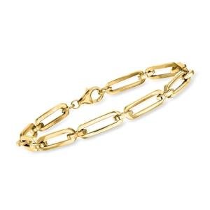 Ross-Simons Italian 14kt Yellow Gold Paper Clip Link Bracelet. 8 inches