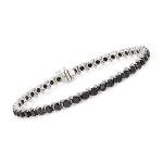 Ross-Simons 8.00 ct. t.w. Black Diamond Tennis Bracelet in 14kt White Gold. 7 inches