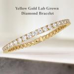 Diamond2Deal 14k Yellow Gold Round Cut Lab Grown Diamond Tennis Bracelet (5 ct, Color-D, Clarity- VS) 7 inch
