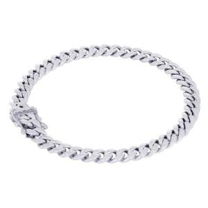 Nuragold 10K Real White Gold Miami Cuban Link 5.5mm Chain Bracelet (7"-9") Italian Jewelry for Men & Women - 7.5"
