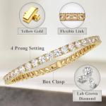 Diamond2Deal 14k Yellow Gold Round Cut Lab Grown Diamond Tennis Bracelet (5 ct, Color-D, Clarity- VS) 7 inch