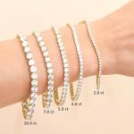 Diamond2Deal 14k Yellow Gold Round Cut Lab Grown Diamond Tennis Bracelet (5 ct, Color-D, Clarity- VS) 7 inch