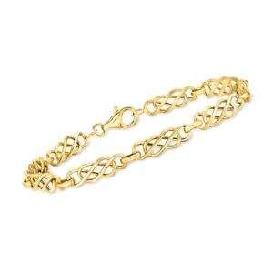 Ross-Simons 14kt Yellow Gold Double-Infinity Link Bracelet. 8 inches