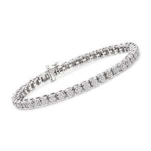 Ross-Simons 1.00 ct. t.w. Diamond Cluster Tennis Bracelet in Sterling Silver. 7 inches