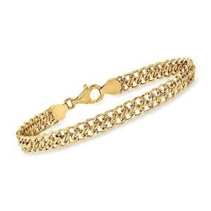Ross-Simons Italian 18kt Yellow Gold Flat-Link Chain Bracelet. 7.5 inches