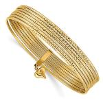 14K Yellow Gold Heart Bangle Bracelet Set of 7
