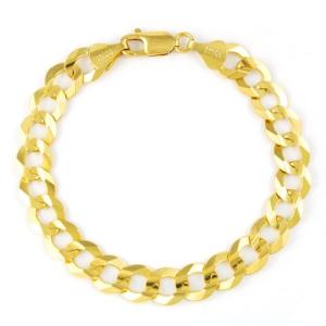 Nuragold 10k Real Yellow Gold Solid Cuban Curb Link 10mm Chain Bracelet (7"-9") Italian Jewelry for Men - 7"