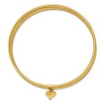 14K Yellow Gold Heart Bangle Bracelet Set of 7