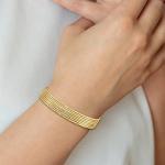 14K Yellow Gold Heart Bangle Bracelet Set of 7